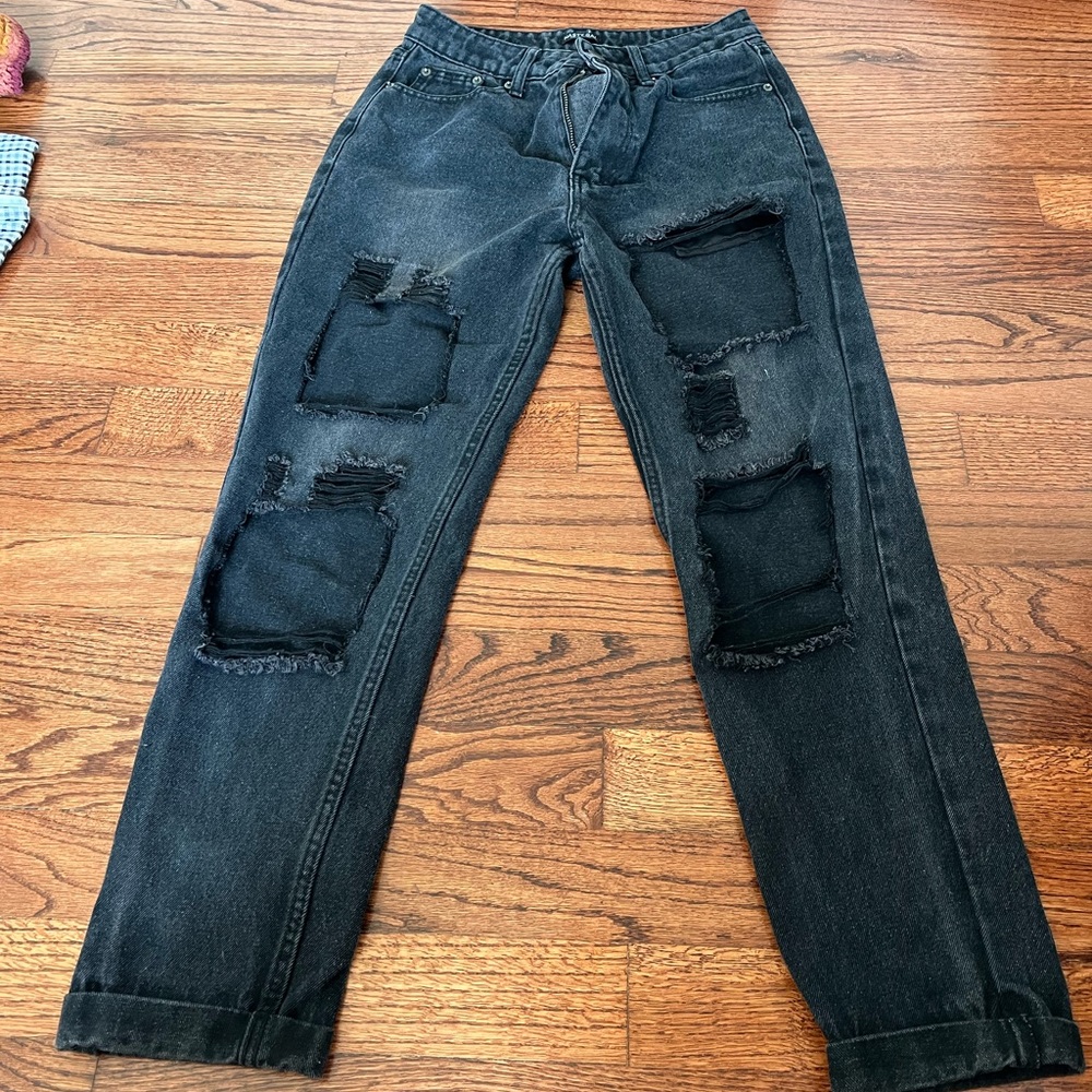 Black straight leg pants